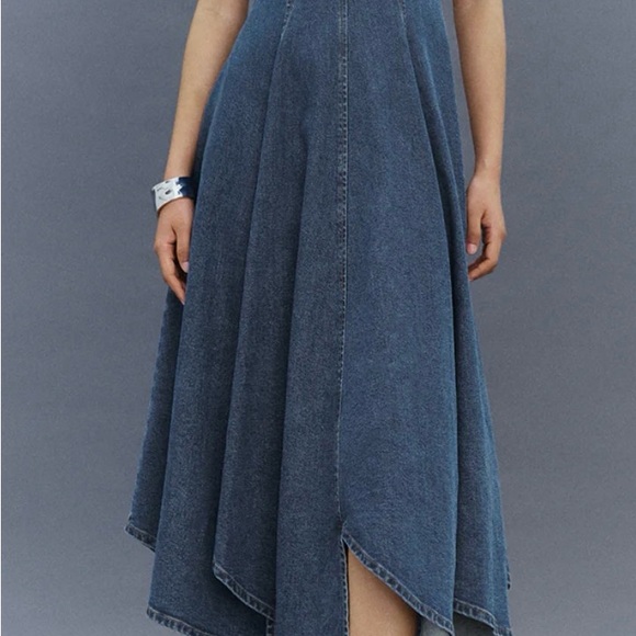 OFF-SHOULDER DENIM CAMI A-LINE DRESS - Picture 5 of 6